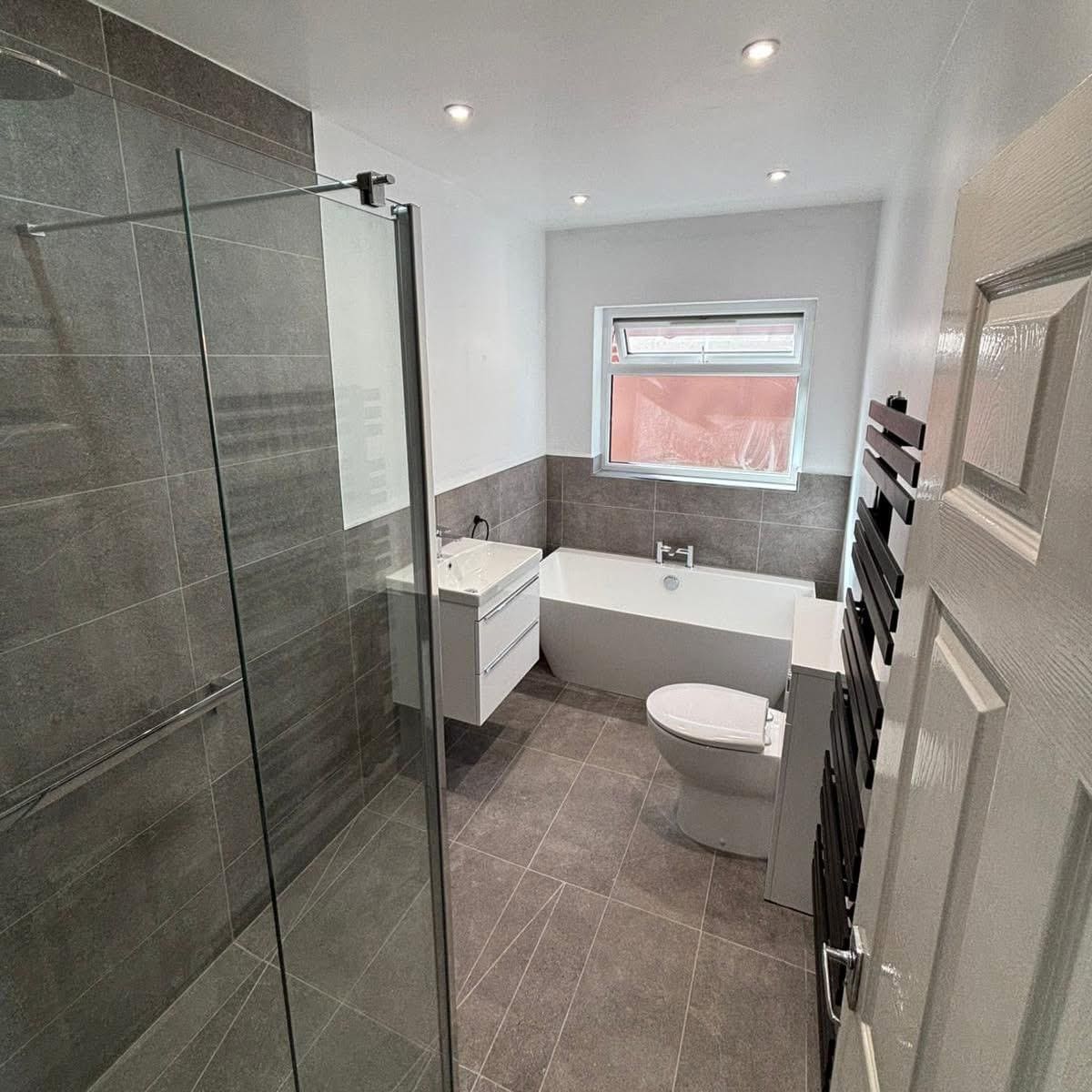 nottingham grey tiled bathroom walk in shower